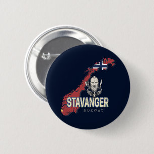 Stavanger Norwegen Retro City Map Vintager Urlaub Button