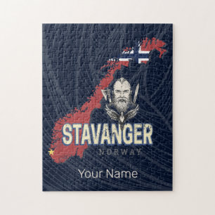 Stavanger Norwegen Retro City Map Vintager Urlaub Puzzle