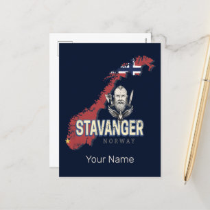 Stavanger Norwegen Retro-Stadtplan Vintage-Urlaub Feiertagspostkarte