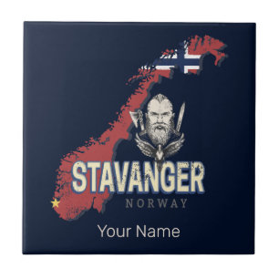 Stavanger Norwegen Retro-Stadtplan Vintage-Urlaub Fliese