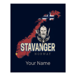Stavanger Norwegen Retro-Stadtplan Vintage-Urlaub Poster