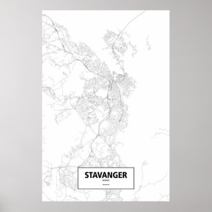 Stavanger, Norwegen (schwarz auf weiß) Poster