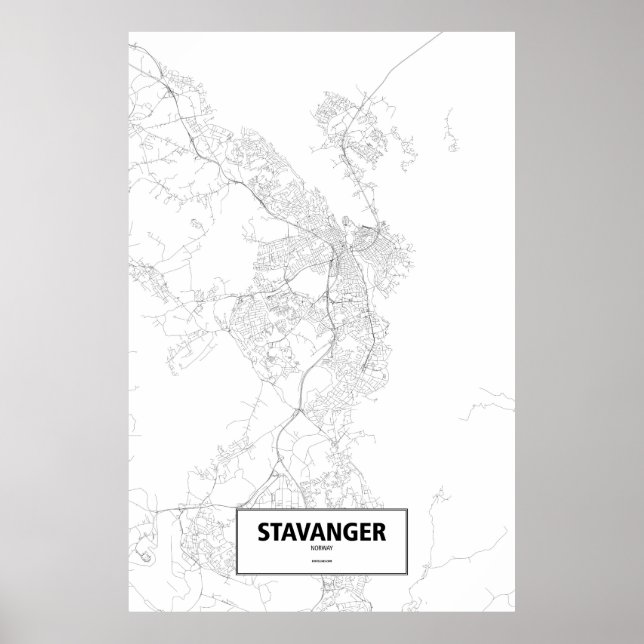 Stavanger, Norwegen (schwarz auf weiß) Poster (Vorne)