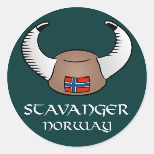 Stavanger Norwegen Viking Hat Runder Aufkleber