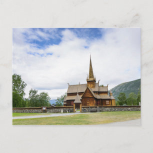 Stave church in Lom, Norwegen Postcard Postkarte