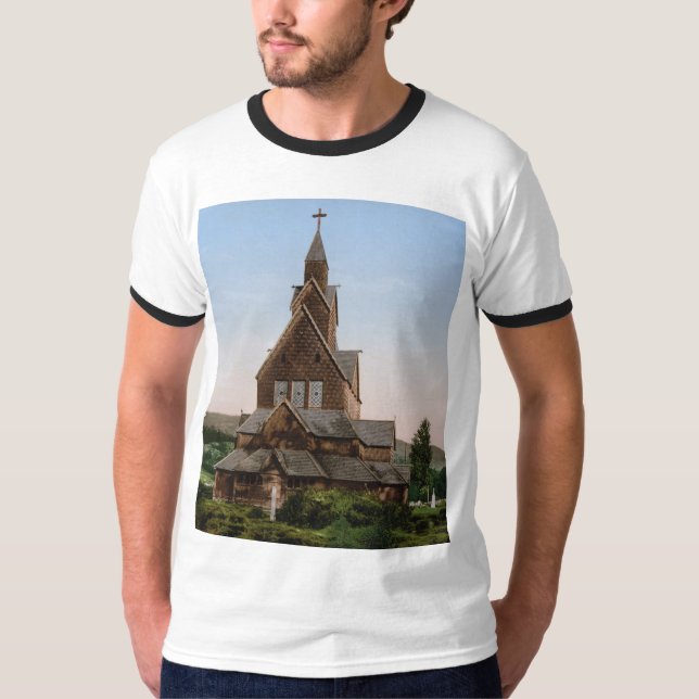 Stave Church in Norwegen (c. 1900) T-Shirt (Vorderseite)