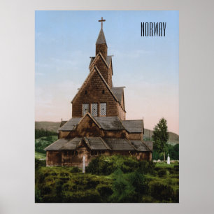 Stave Church in Norwegen Poster