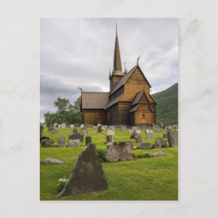 Stave Kirche mit Friedhof in Norwegen Postkarte