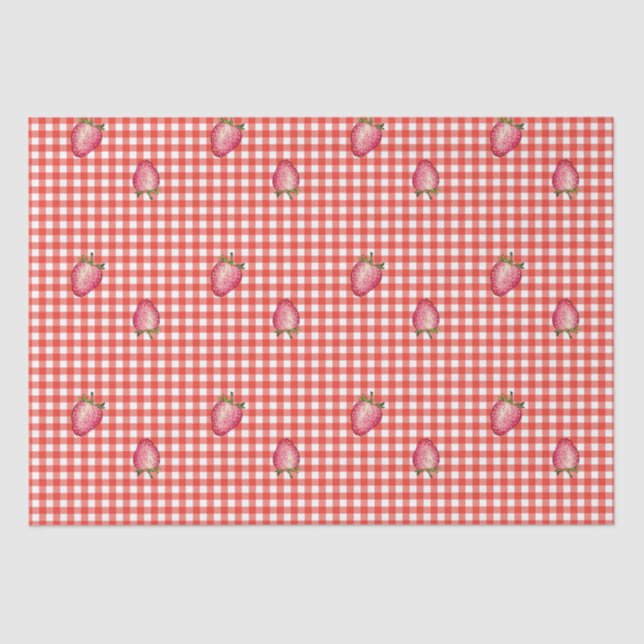 Stawberry Barn Red Gingham Seidenpapier (Vorderseite)