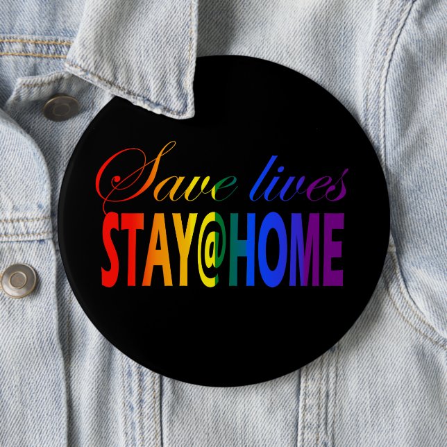 Stay at home LGBT Rainbow Flag Button (Beispiel)