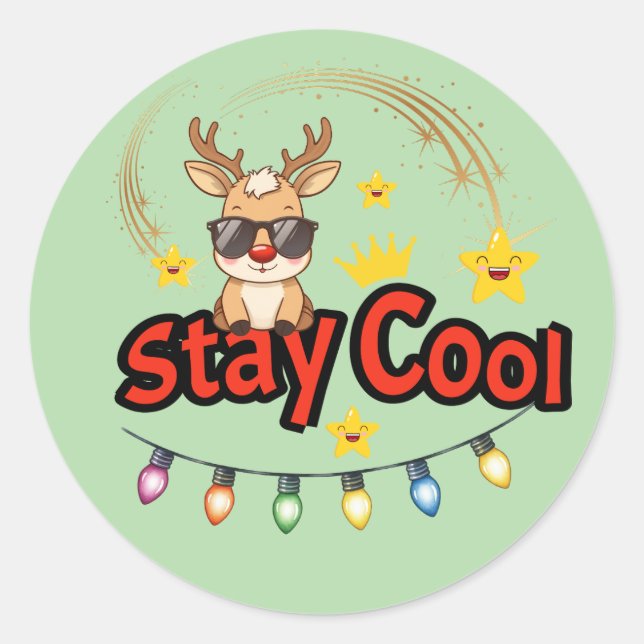 Stay Cool Christmas Reindeer Sticker (Vorderseite)