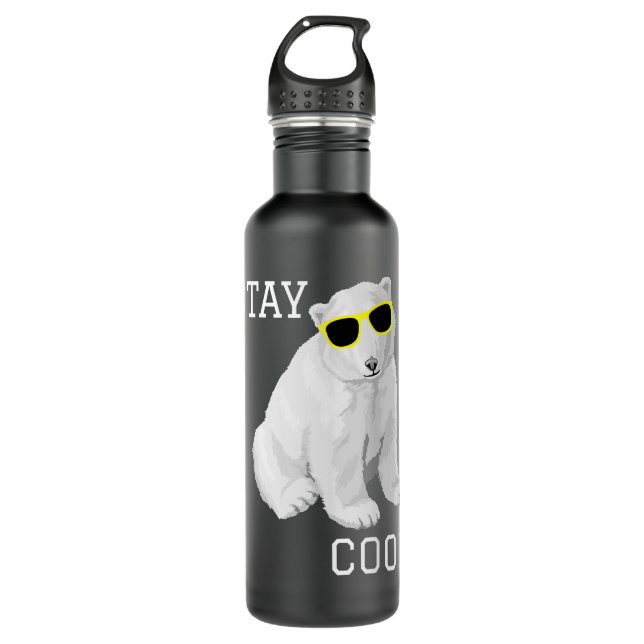 Stay Cool Cute Baby Polar Bear Cub With Sunglasses Edelstahlflasche (Vorderseite)