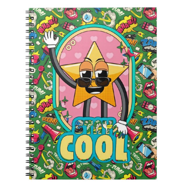 Stay Cool Retro Star Notebook Notizblock (Vorderseite)