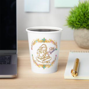 Stay Creative Gold Line Art 8oz Papiertasse   Küns Pappbecher