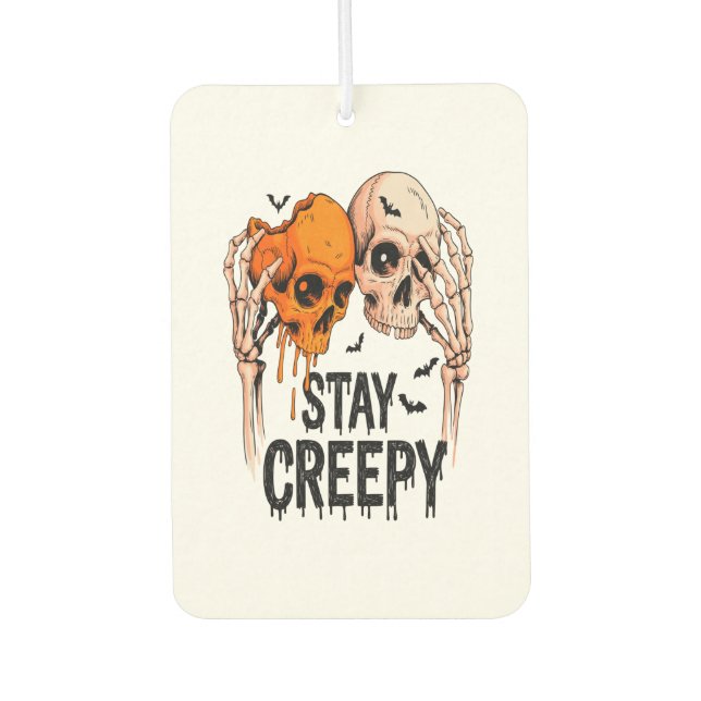 Stay Creepy PNG, Retro Skull Halloween Autolufterfrischer (Vorderseite)