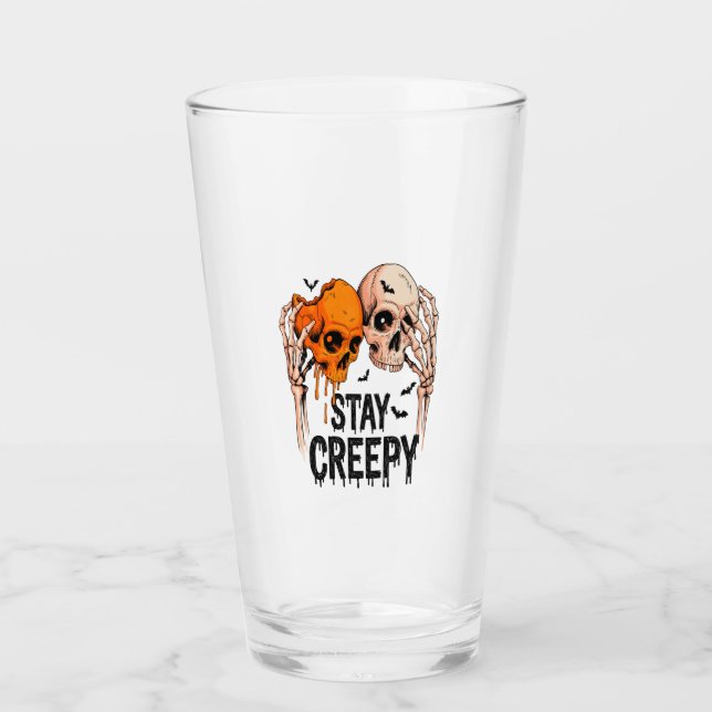 Stay Creepy PNG, Retro Skull Halloween Glas (Vorderseite)