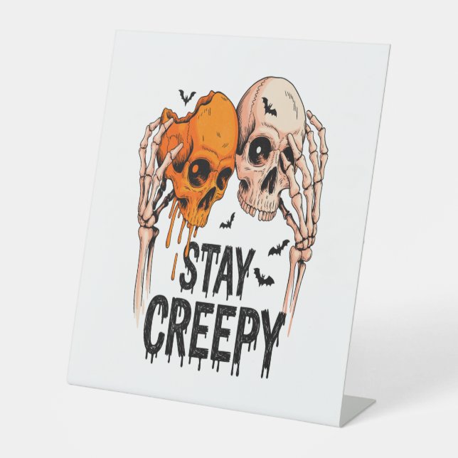 Stay Creepy PNG, Retro Skull Halloween Sockelschild (Vorderseite)