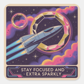Stay Focused And Extra Sparkly Quadratischer Aufkleber