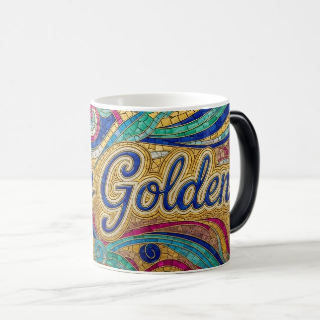 Stay Golden mosaic color morphing ceramic mug Verwandlungstasse (VorderseiteRechts)