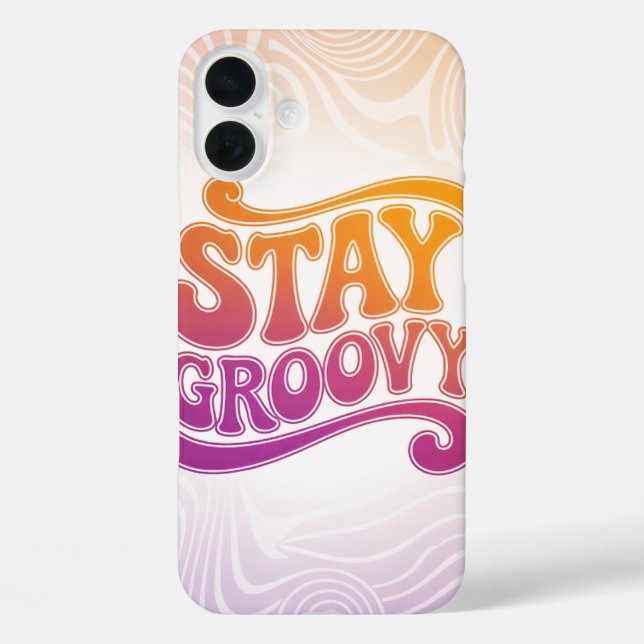 Stay Groovy Pink Purple Retro Phone Case (Rückseite)