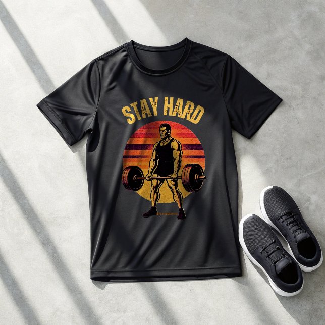 Stay Hard Deadlift Gym T-Shirt – Vintage Strength  (Von Creator hochgeladen)