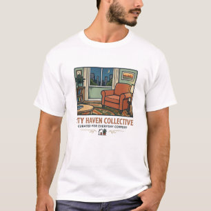Stay Home Club - Cozy Living Room T-Shirt - Katze