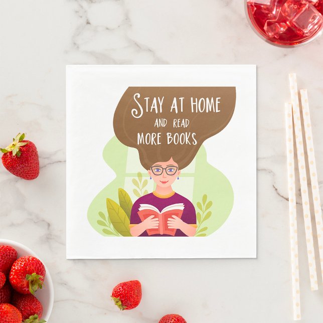 Stay Home Read More Books Book Lover Serviette (Von Creator hochgeladen)