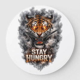 Stay Hungry Tiger Motivation Design Große Wanduhr