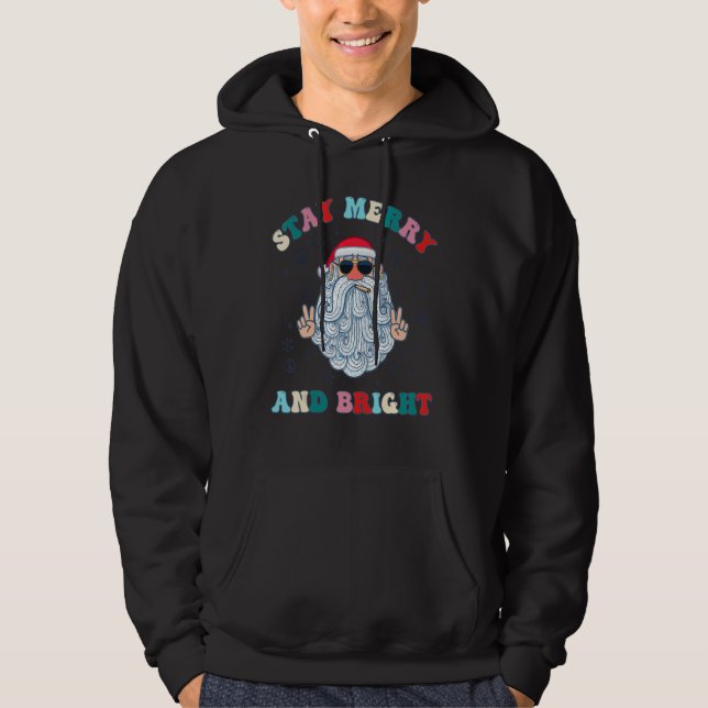 Stay Merry & Bright Groovy Christmas Retro Holiday Hoodie (Vorderseite)
