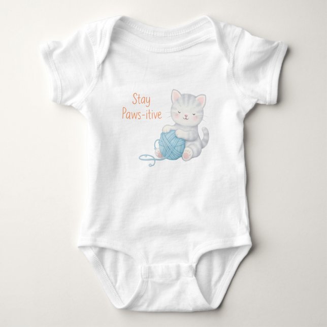 Stay Paws-itive Baby Bodysuit – Cute Kitten Nurser Baby Strampler (Vorderseite)