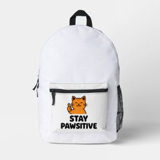stay pawsitive cute Ginger cat print cut &sew bag Bedruckter Rucksack