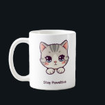 Stay Pawsitive | Cute Kawaii Cat Personalized Coff Kaffeetasse<br><div class="desc">Sip your morning coffee with a dose of joy and cuteness! This specially designed mug is crafted to energize your day with the "Stay Pawsitive" motto. Featuring a wide-eyed,  adorable kawaii cat illustration,  every sip is sure to bring a smile to your face.</div>