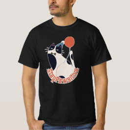 Stay Pawsitive Tuxedo Cat Birthday Party Grey  T-Shirt