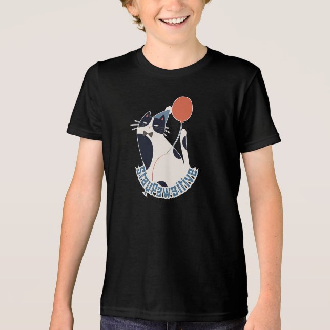 Stay Pawsitive Youth Tri-blend Tuxedo Cat Birthday Tri-Blend Shirt (Vorderseite)