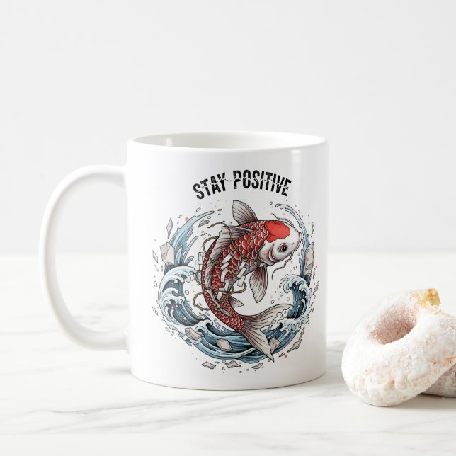 Stay Positive - Japanese Koi Fish Kaffeetasse (Mit Donut)