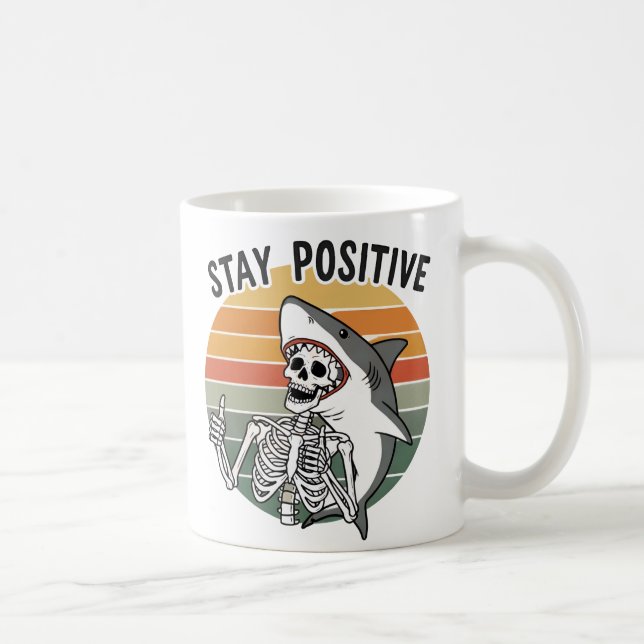 Stay Positive Skeleton Shark Sunset Kaffeetasse (Rechts)