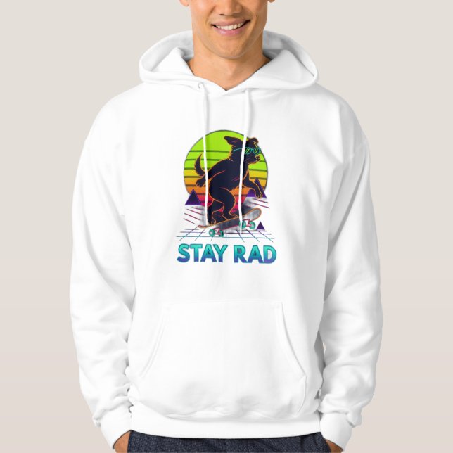 Stay Rad Retro Skate Dog Design Hoodie (Vorderseite)