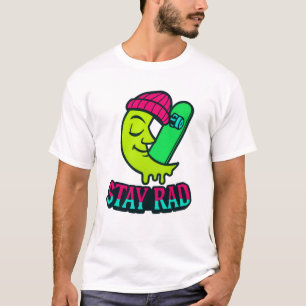 "Stay Rad" Retro-Skater-Halbmond-T-Shirt  T-Shirt