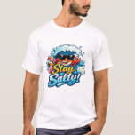 Stay Salty – Fun Summer Beach VMen's Basic T-Shirt<br><div class="desc">Add a splash of humor and sunshine to your summer wardrobe with this playful beach-themed design. Featuring a cool crab in sunglasses, tropical flowers, seashells, and a refreshing coconut drink, it perfectly captures the carefree spirit of holidays by the sea. Printed at high resolution with a transparent background, this artwork...</div>