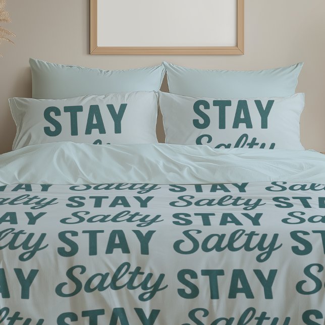 Stay Salty - Reversible Coastal Teal Ocean Print Kissenbezug (Von Creator hochgeladen)