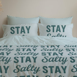 Stay Salty | Reversible Coastal Teal Surf Graphic Kissenbezug