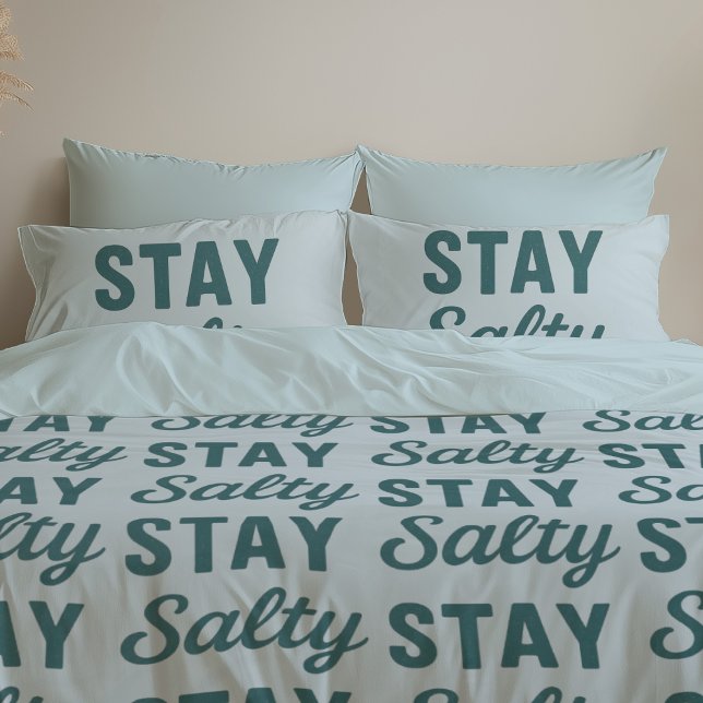 Stay Salty | Reversible Coastal Teal Surf Graphic Kissenbezug (Von Creator hochgeladen)