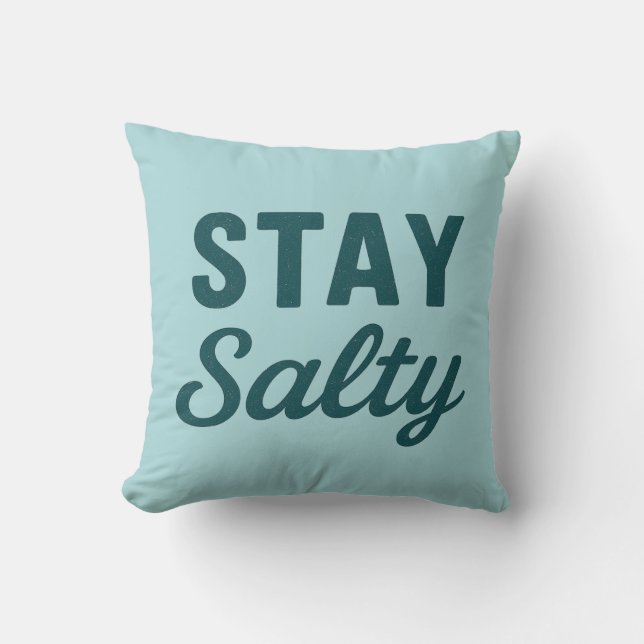 Stay Salty Reversible Teal Sea Glass Coastal Print Kissen (Vorderseite)