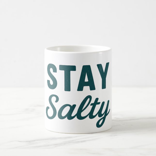 Stay Salty Teal Coastal Life Ocean Graphic Print Kaffeetasse (Mittel)