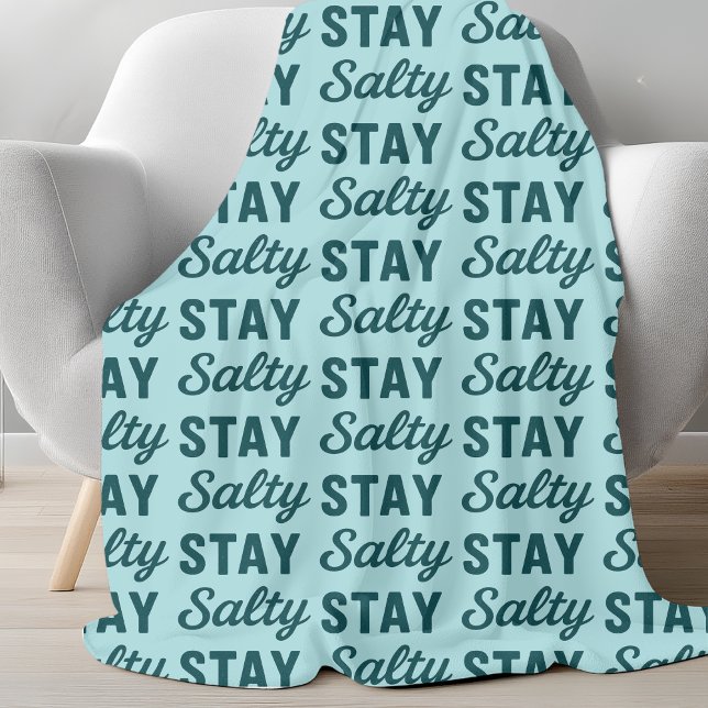 Stay Salty Teal Sea Glass Blue Beach Decor Graphic Fleecedecke (Von Creator hochgeladen)