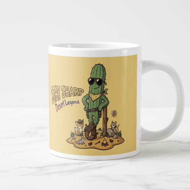 Stay Sharp Desert Legend Cowboy Cactus Illustratio Jumbo-Tasse (Rechts)