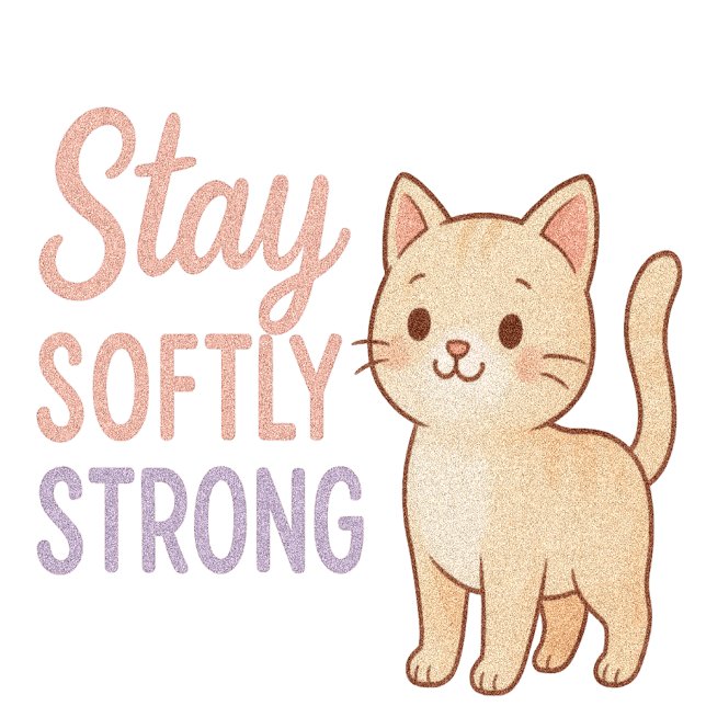 Stay Softly Strong Pastel Cat T-Shirt for Girls (Von Creator hochgeladen)