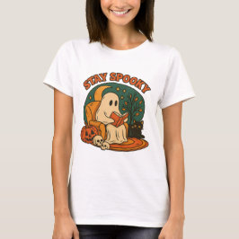 Stay spooky ghost png ・ Library Ghost Print ・ Retr T-Shirt