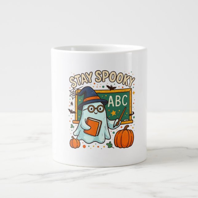 Stay Spooky Ghost Teacher Mug for Halloween Jumbo-Tasse (Vorderseite)