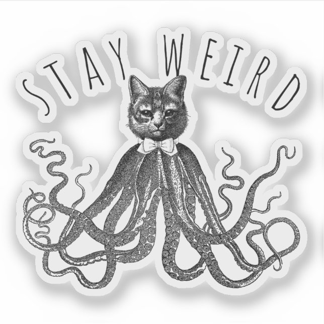 Stay Weird Catopus Cat and Octopus Mashup Aufkleber (Vorderseite)
